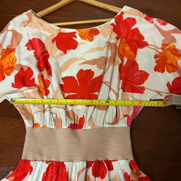 Anthropologie Maeve Orange Red Gemma Floral
Print Midi Dress size MP 100% rayon - Picture 12 of 12